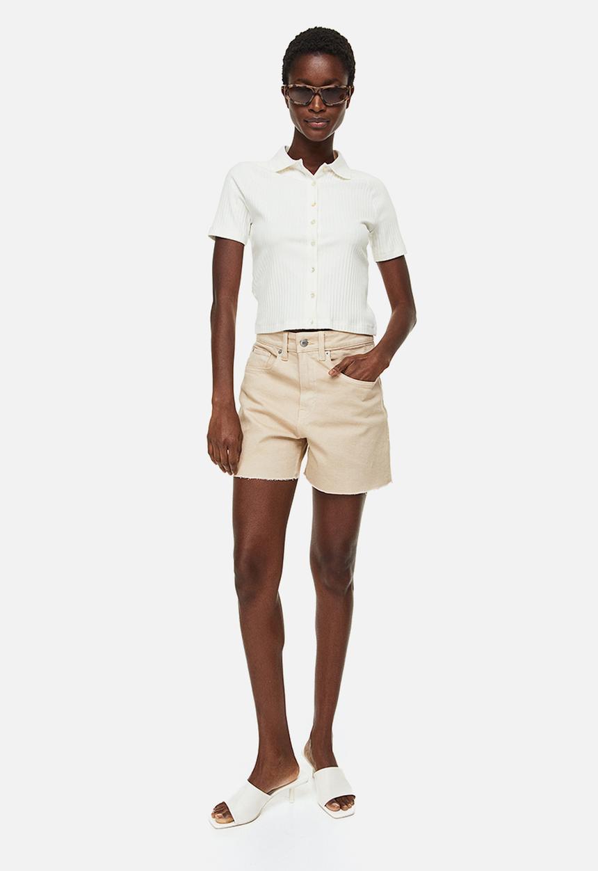 H&M - Collared button-front top - white
