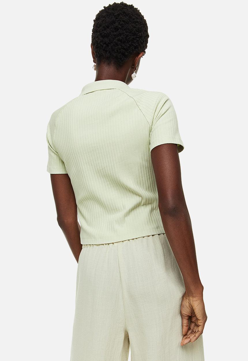 H&M - Collared button-front top - green