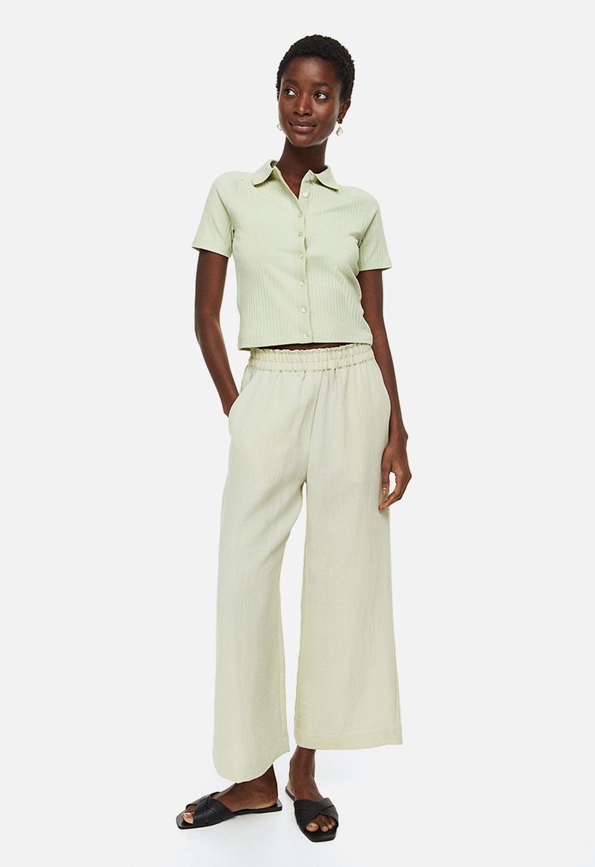 H&M - Collared button-front top - green