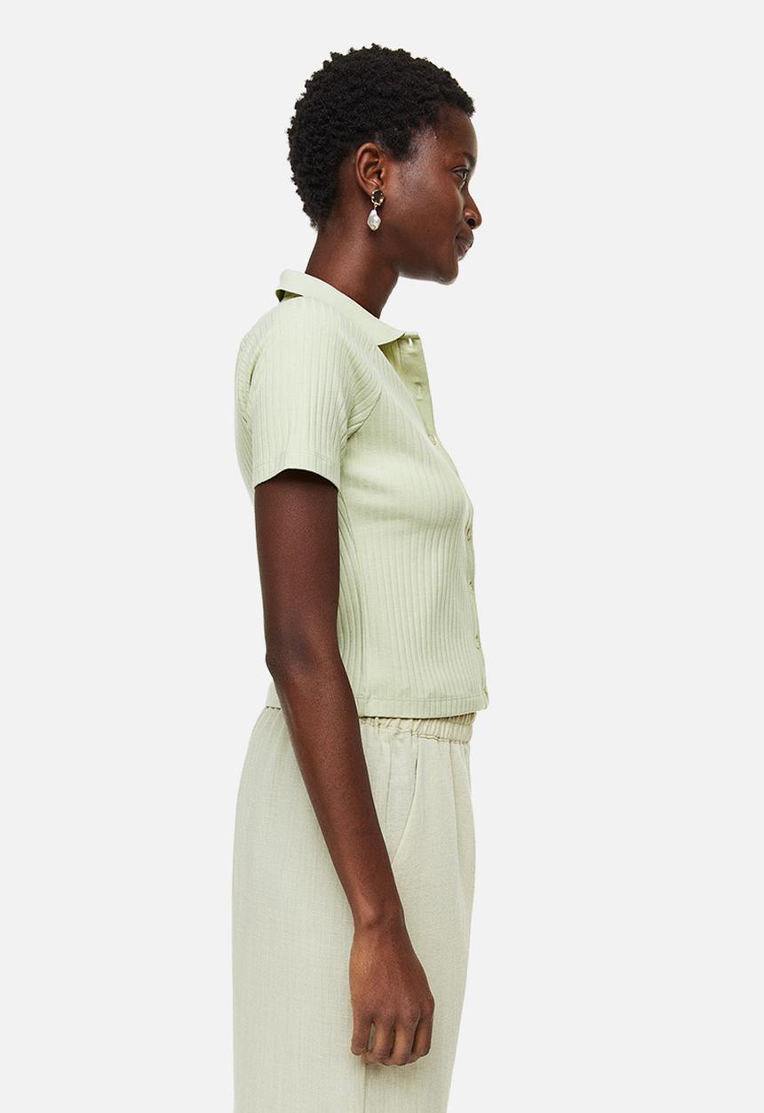 H&M - Collared button-front top - green