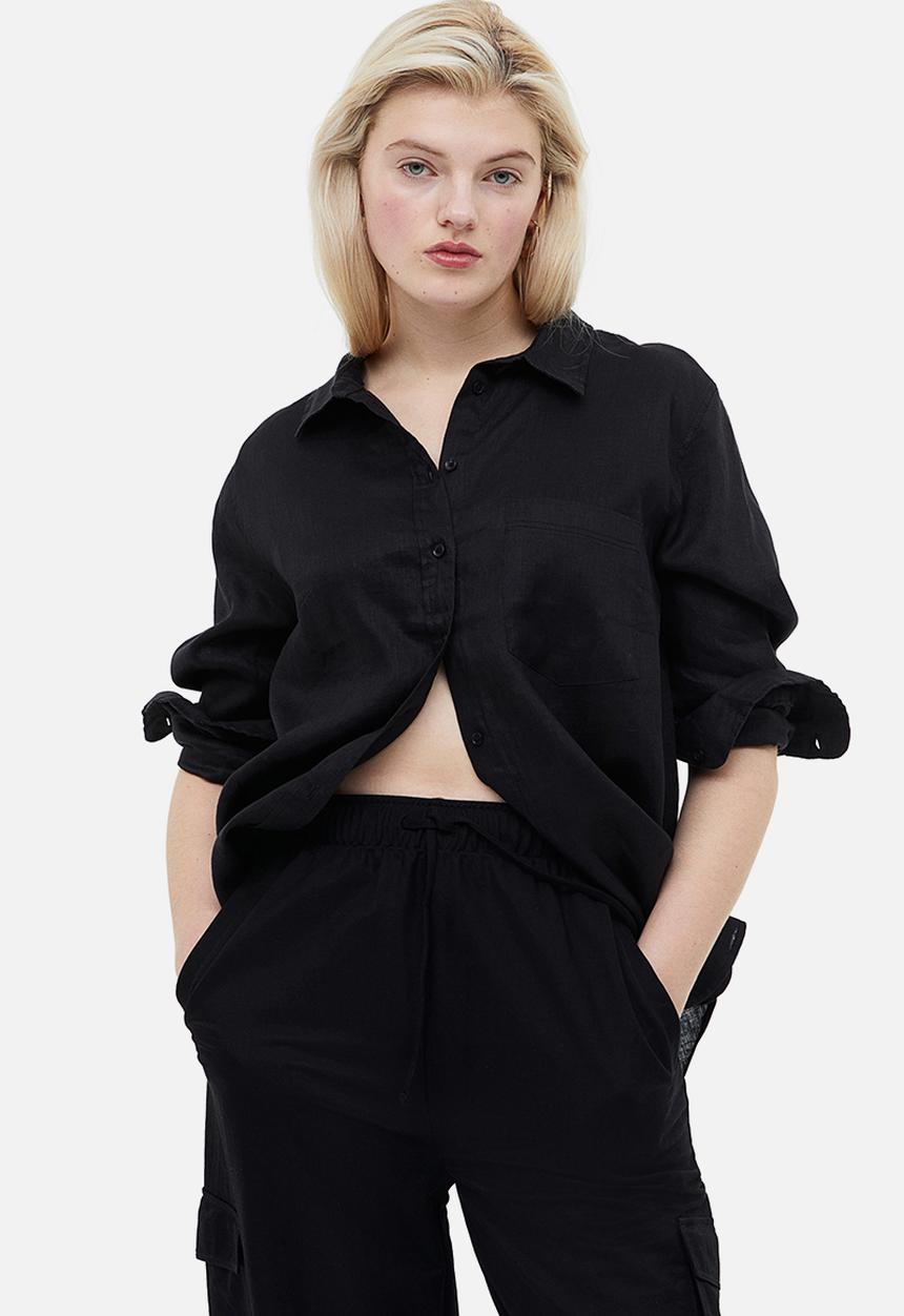 H&M - Linen shirt - black