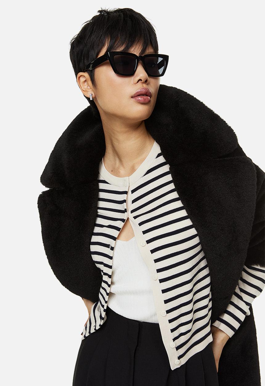 H&M - Fine-knit cardigan - cream striped