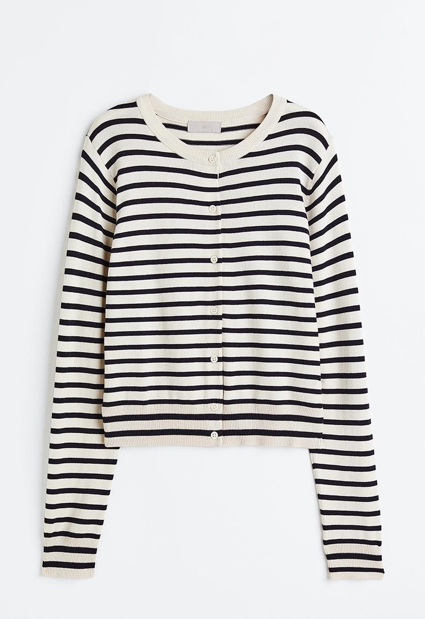 H&M - Fine-knit cardigan - cream striped
