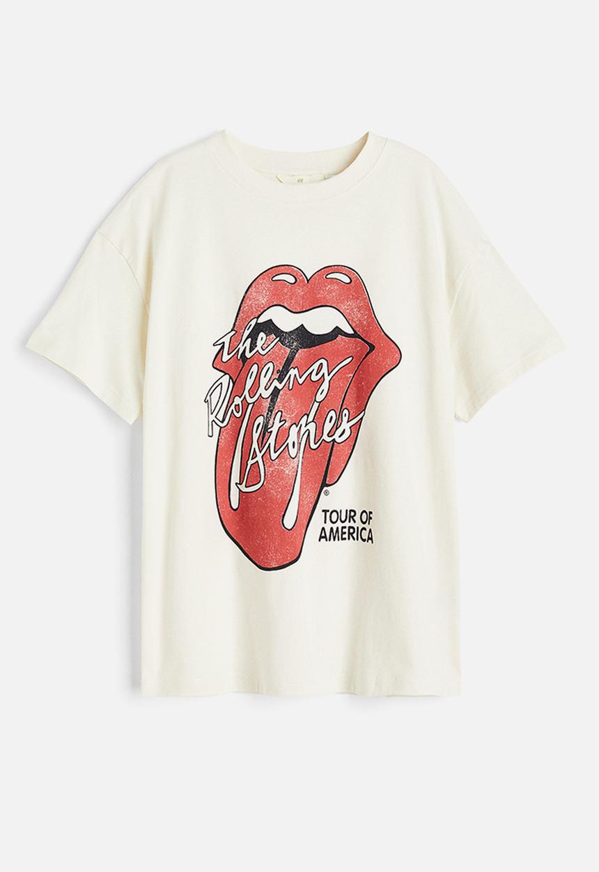 H&M - Oversized printed T-shirt - cream the rolling stones 