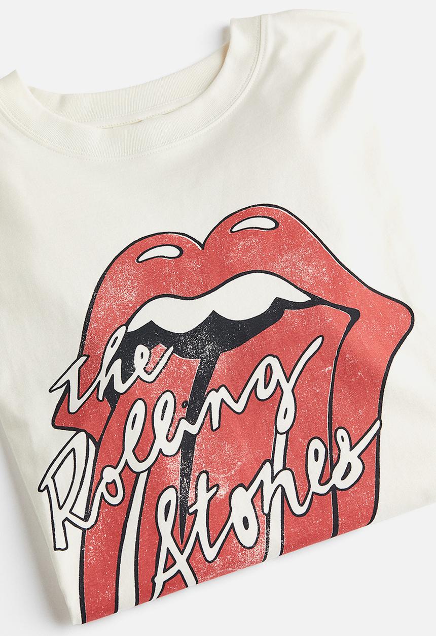 H&M - Oversized printed T-shirt - cream the rolling stones 