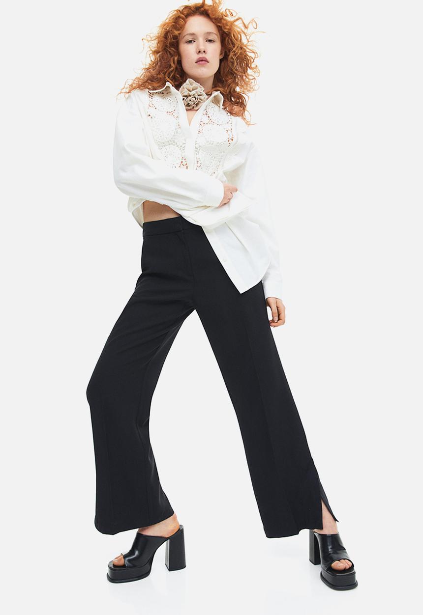 H&M - Slit-hem trousers - black