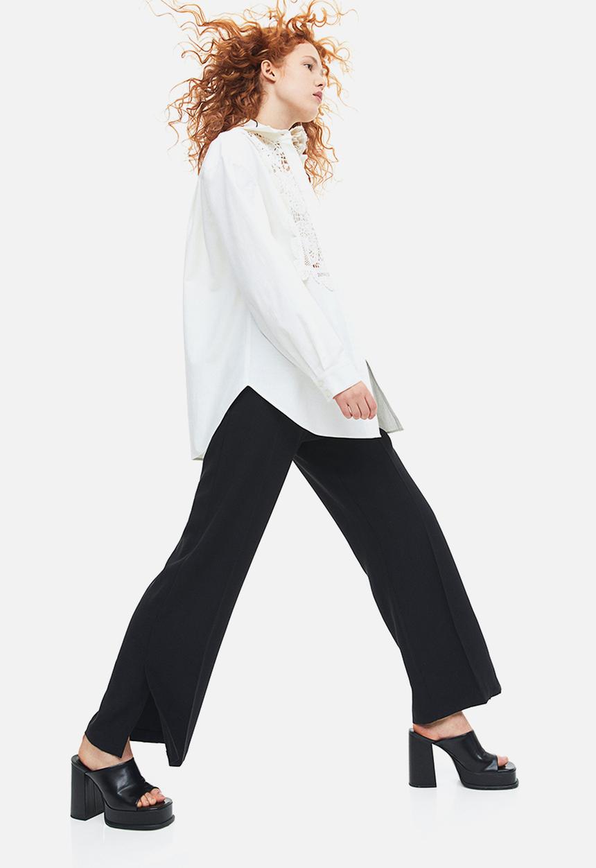 H&M - Slit-hem trousers - black
