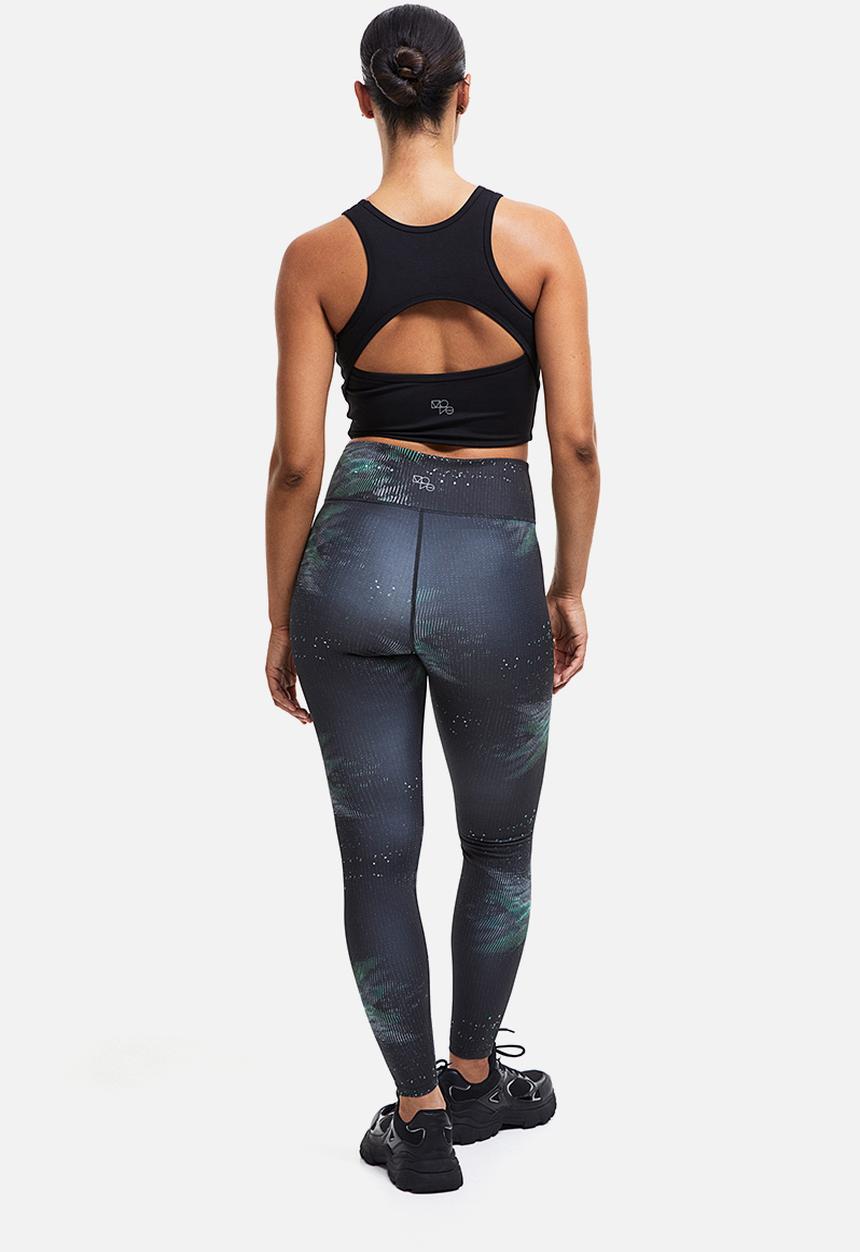 H&M - High waist sports tights - black/patterned