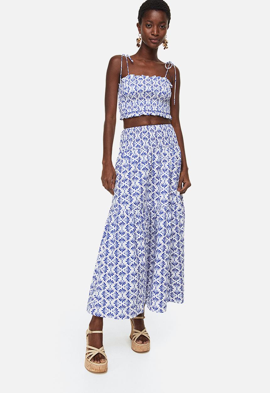 H&M - Smocked crop top - white