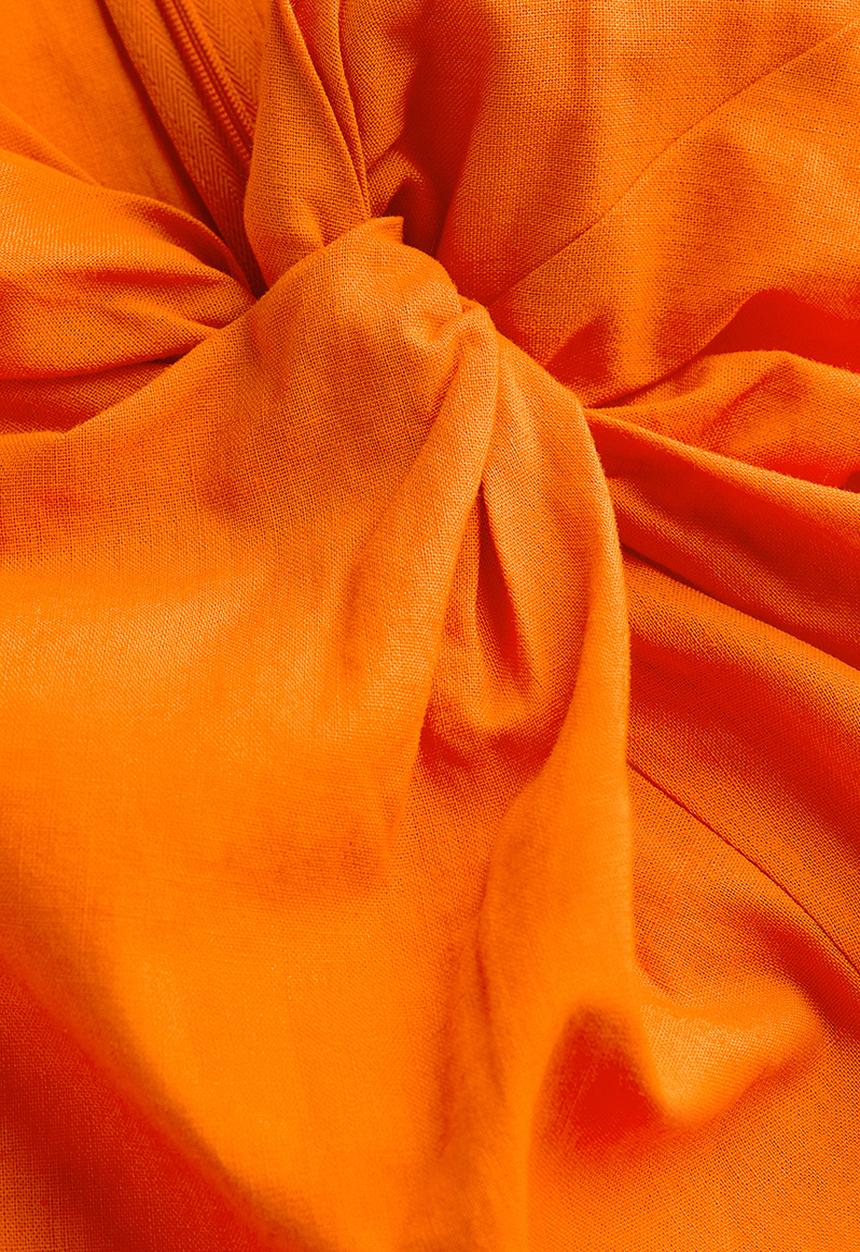H&M - Knot-detail linen-blend skirt - orange