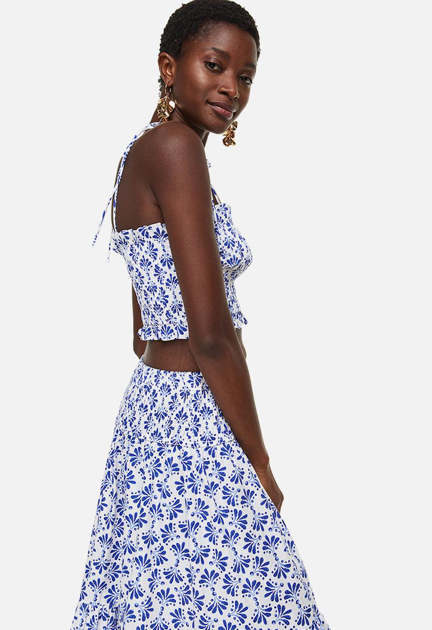 H&M - Smocked crop top - white