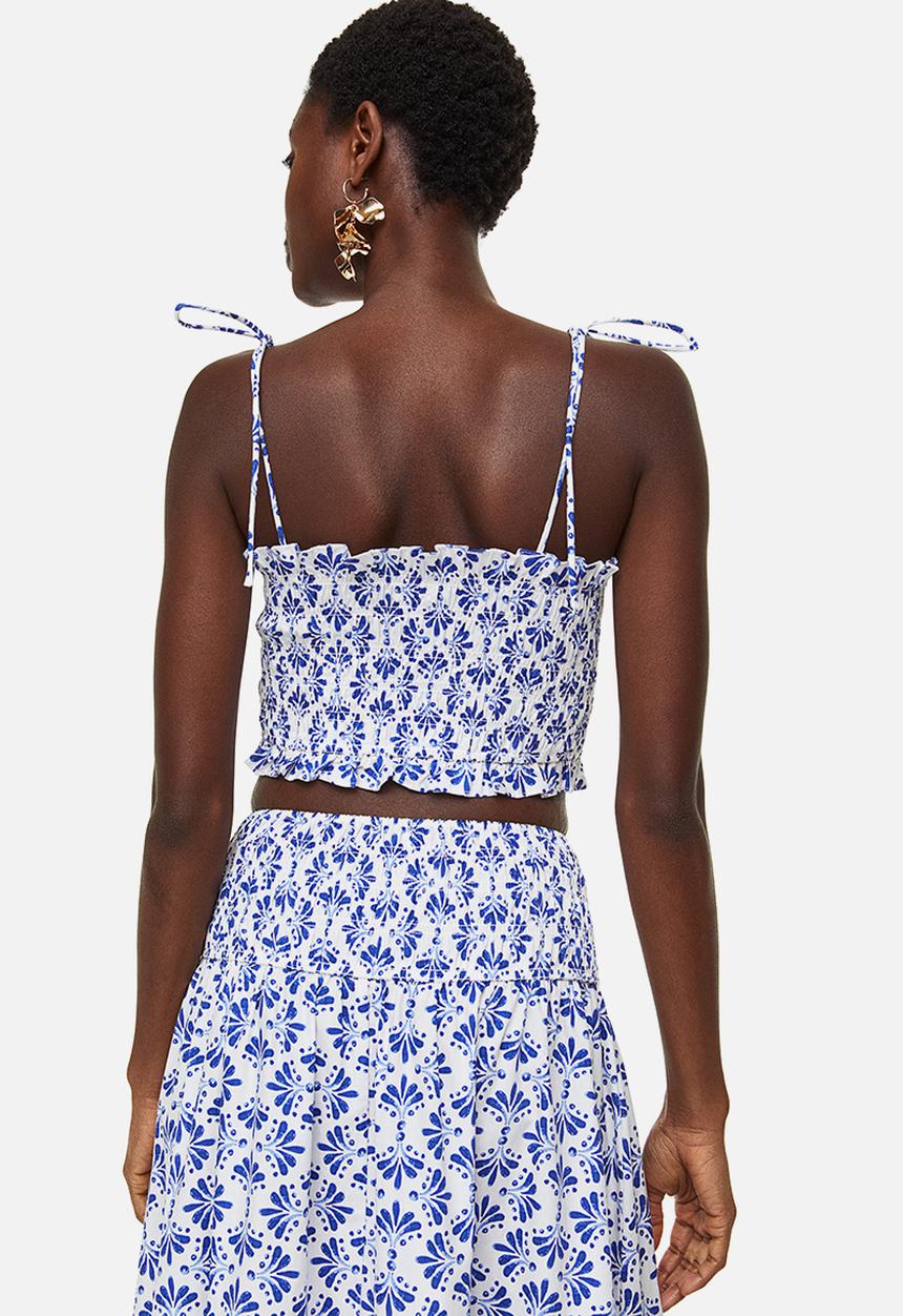 H&M - Smocked crop top - white