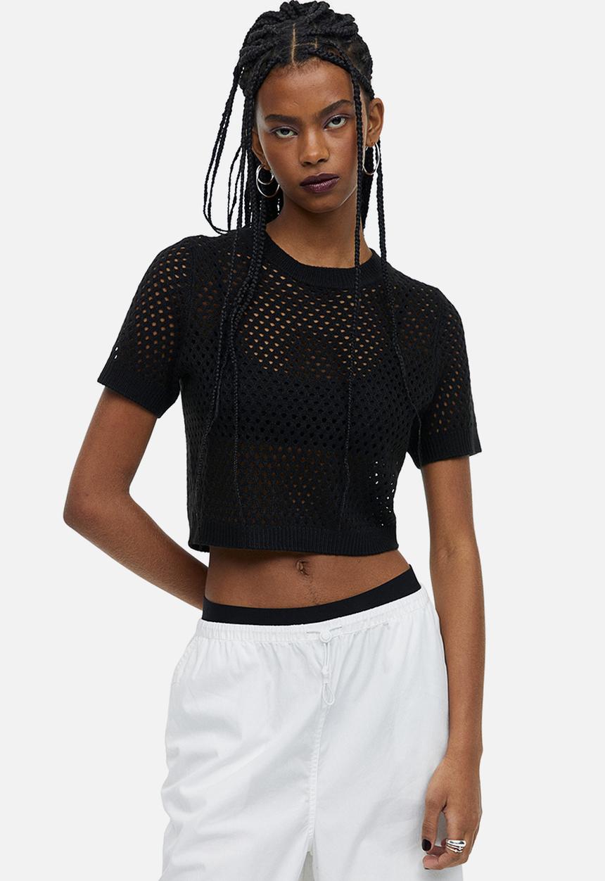 H&M - Hole-knit top - black