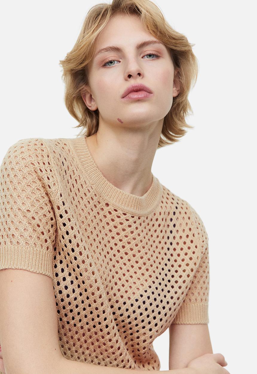 H&M - Hole-knit top - beige