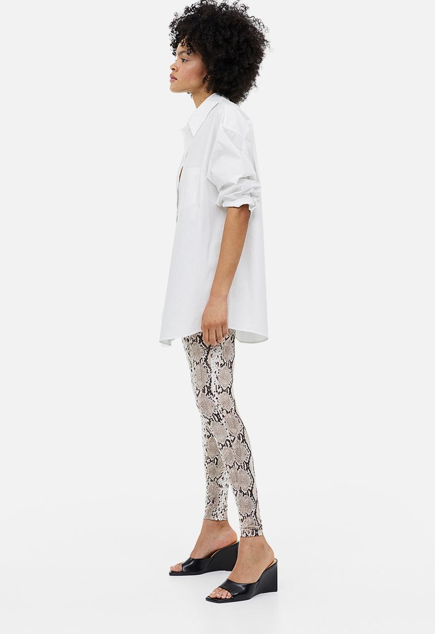 H&M - Jersey leggings -  beige snakeskin patterned 