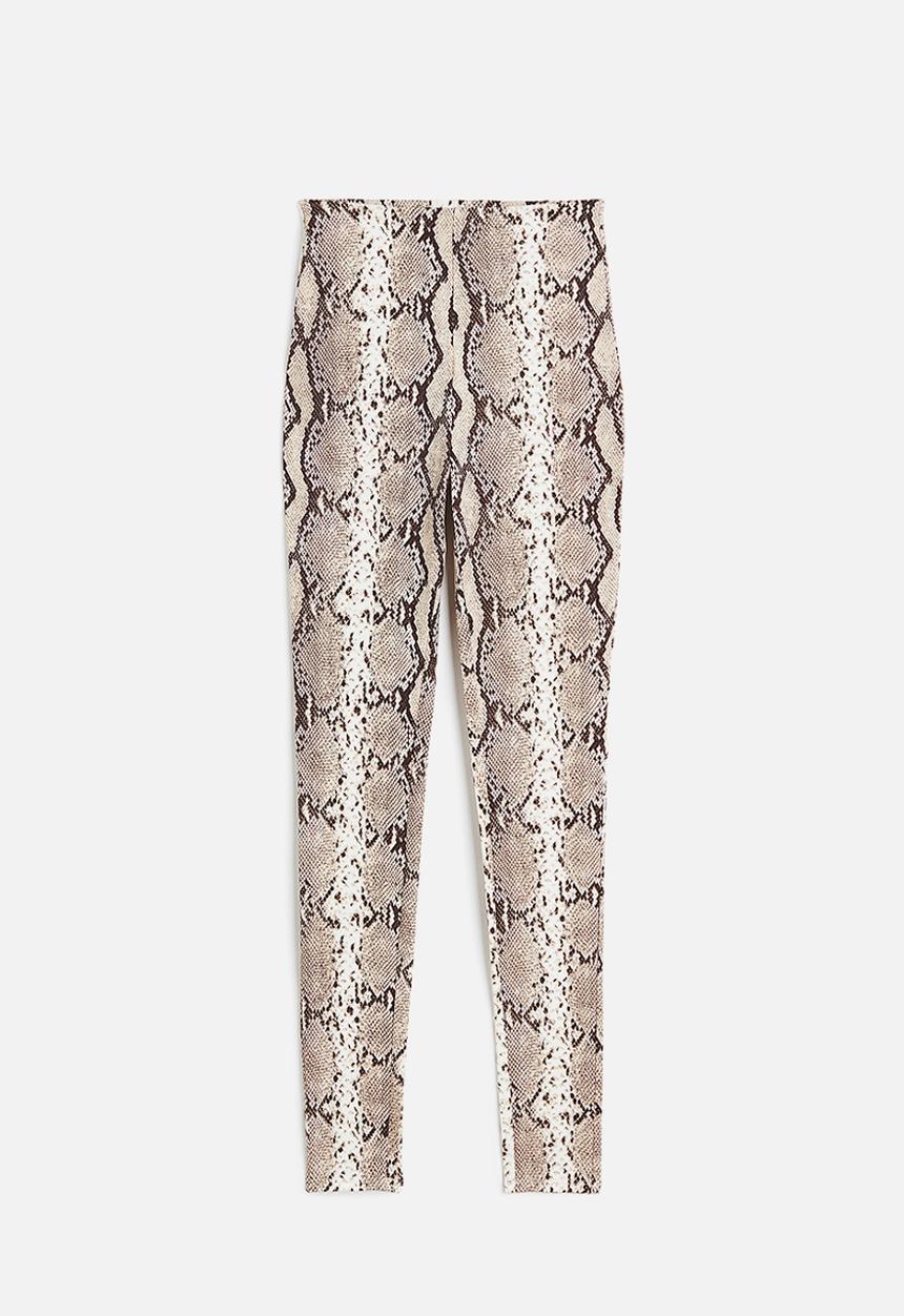 H&M - Jersey leggings -  beige snakeskin patterned 