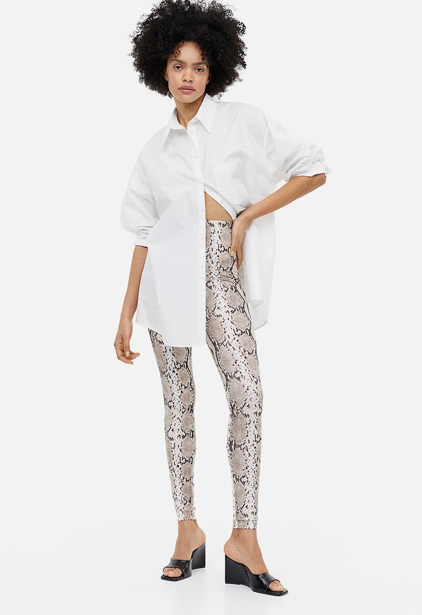 H&M - Jersey leggings -  beige snakeskin patterned 