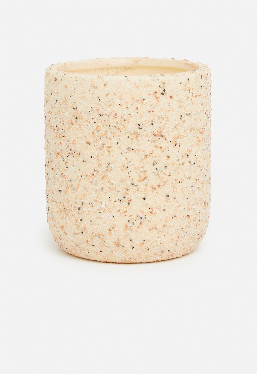 H&S - Textured ceramic candle - green/amber moss