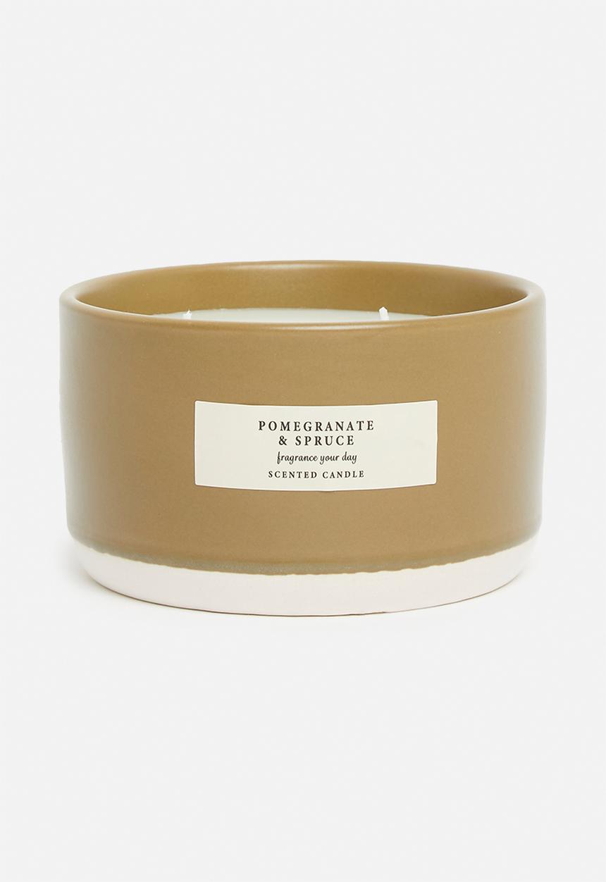H&S - Sahara Ceramic Candle - Green / Pomegranate