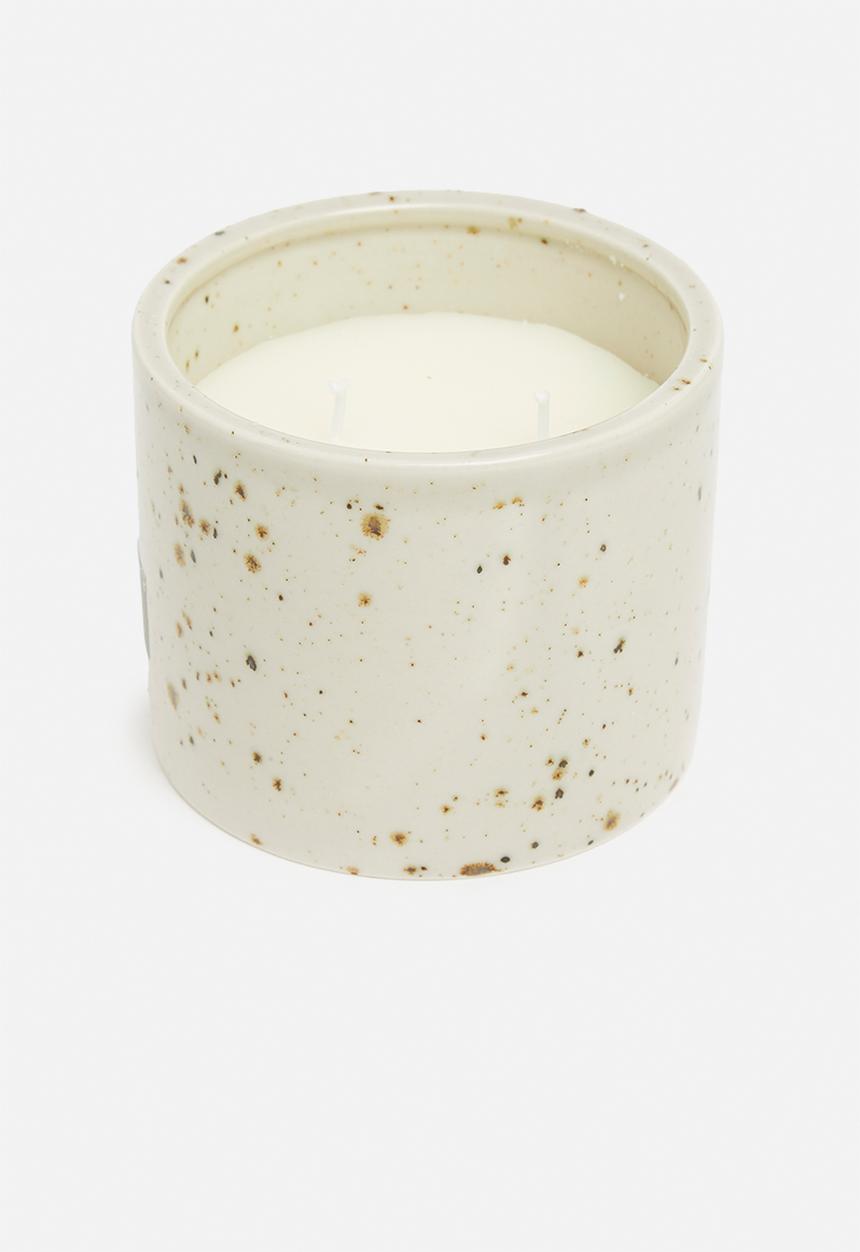 H&S - Speckle Ceramic Candle - Light Grey/Oud Wood
