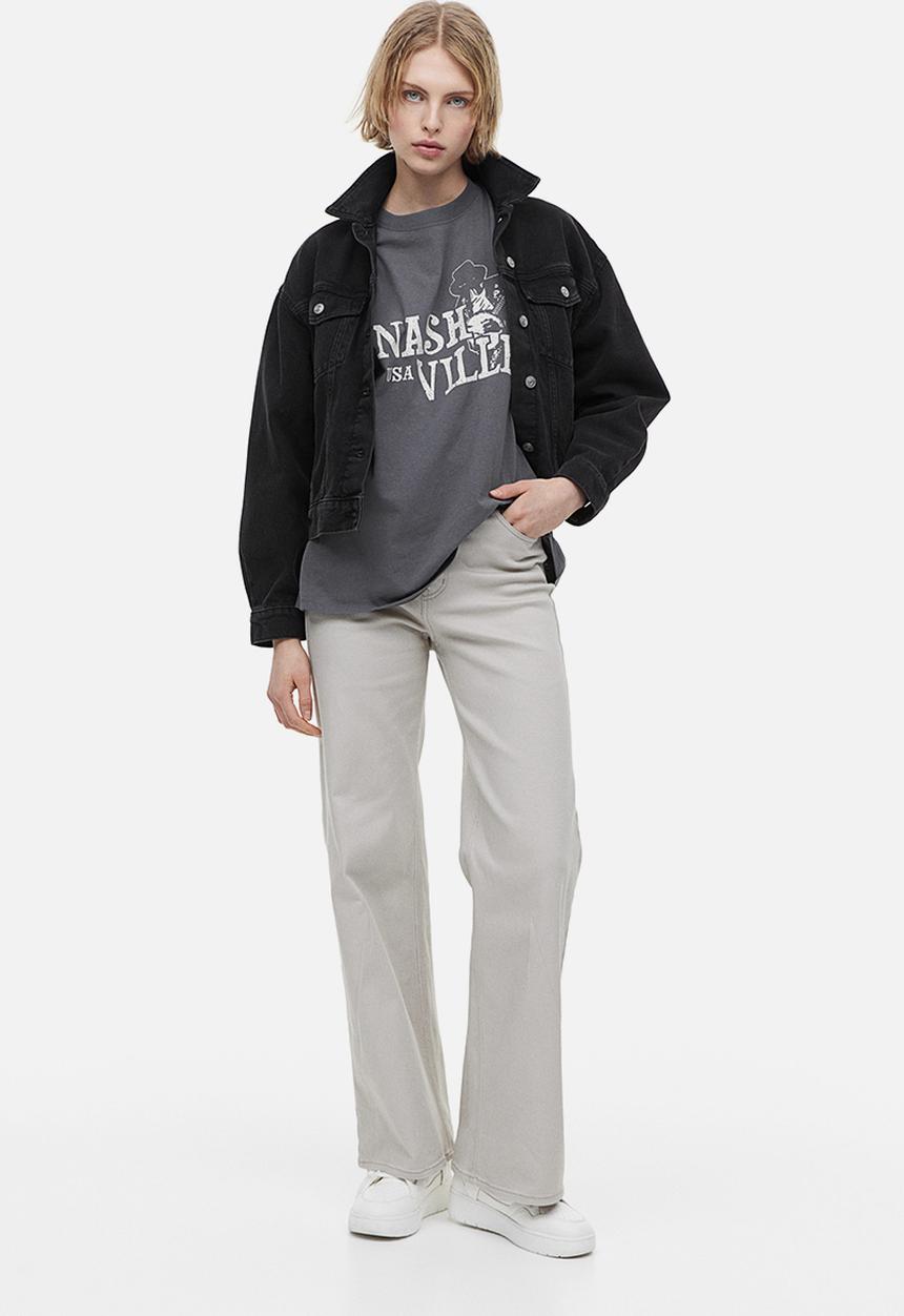 H&M - Oversized printed T-shirt - grey nashville