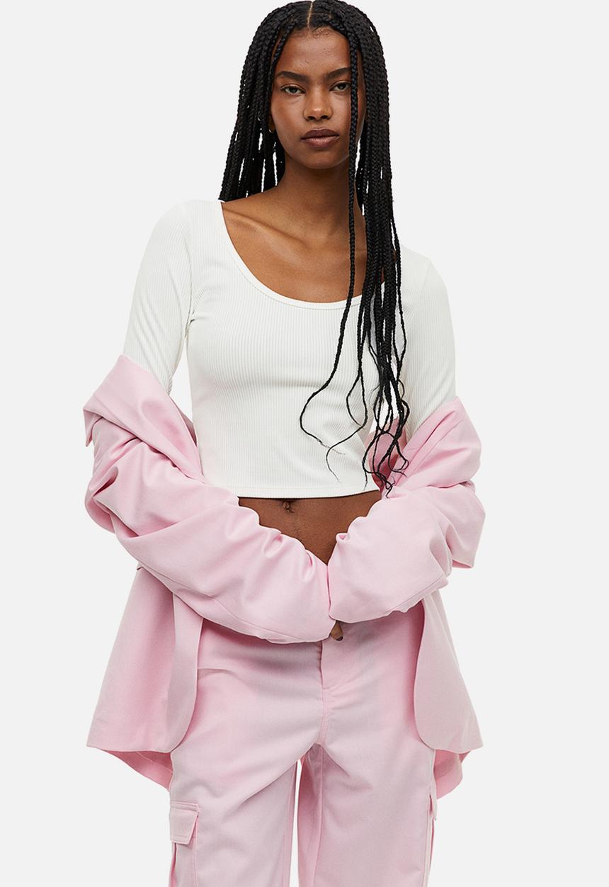 H&M - Ribbed jersey top - white