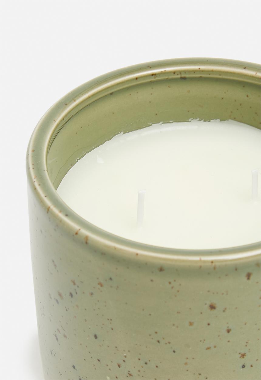 H&S - Speckle ceramic candle - green/amber moss