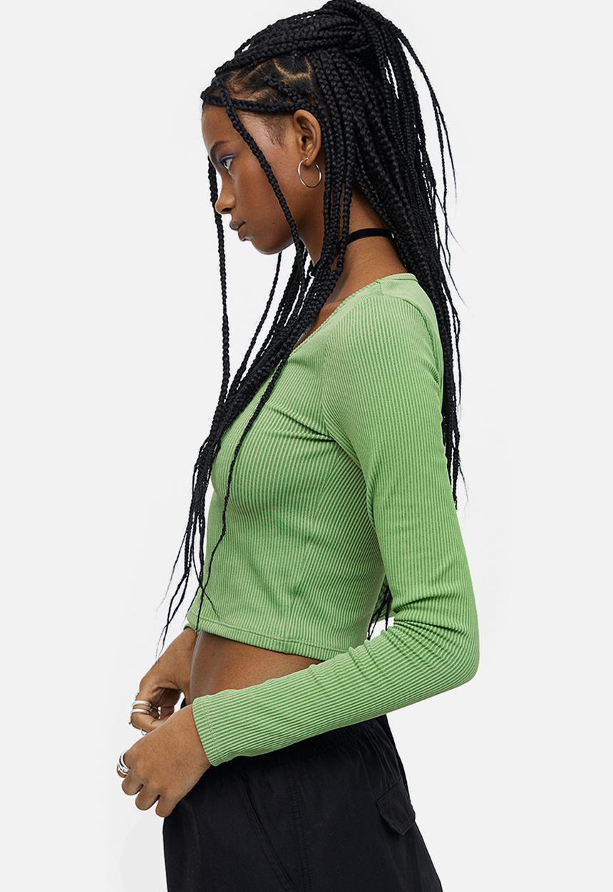 H&M - Ribbed jersey top - green