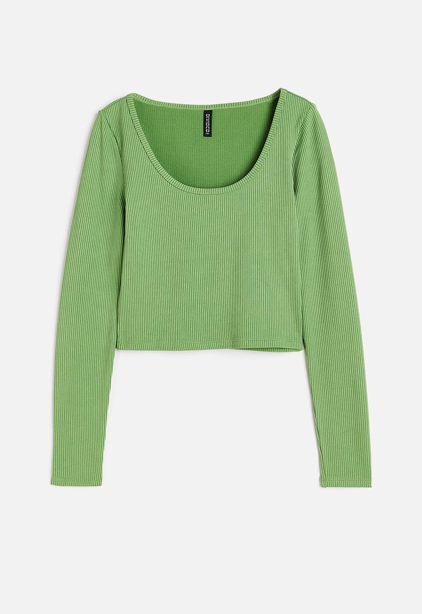 H&M - Ribbed jersey top - green