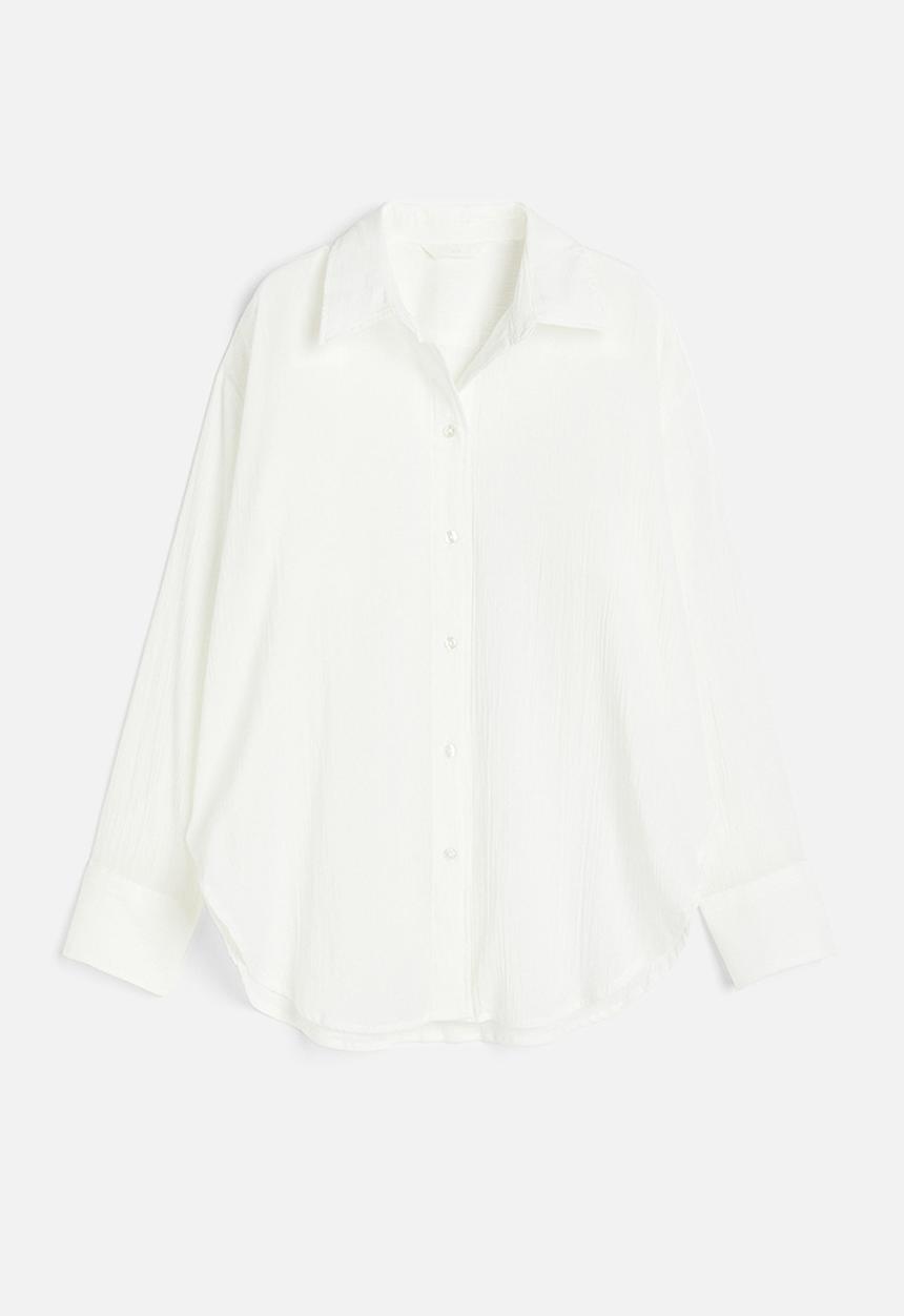 H&M - Oversized crinkled shirt - white