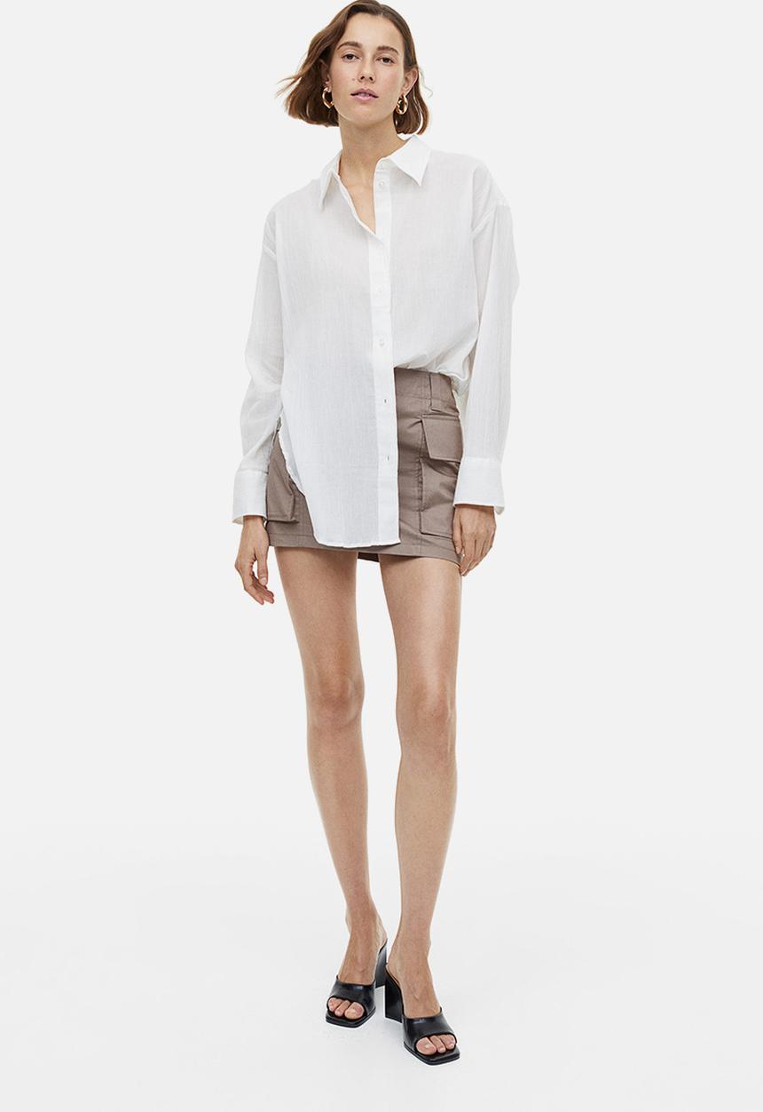 H&M - Oversized crinkled shirt - white