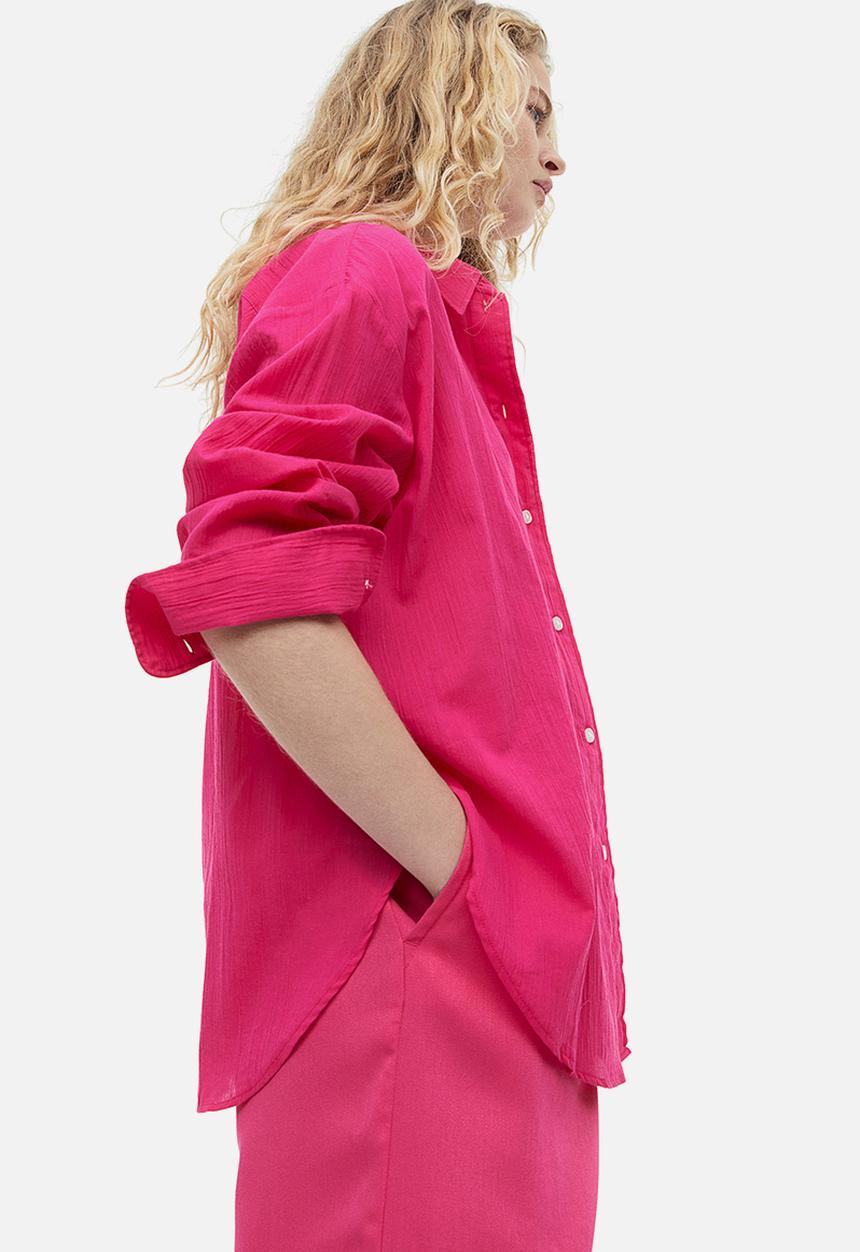 H&M - Oversized crinkled shirt - cerise 