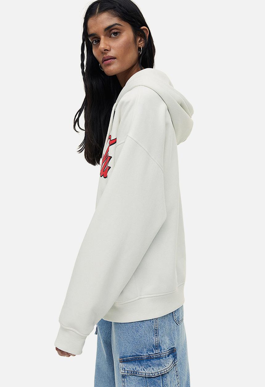 H&M - Printed zip-through hoodie - white