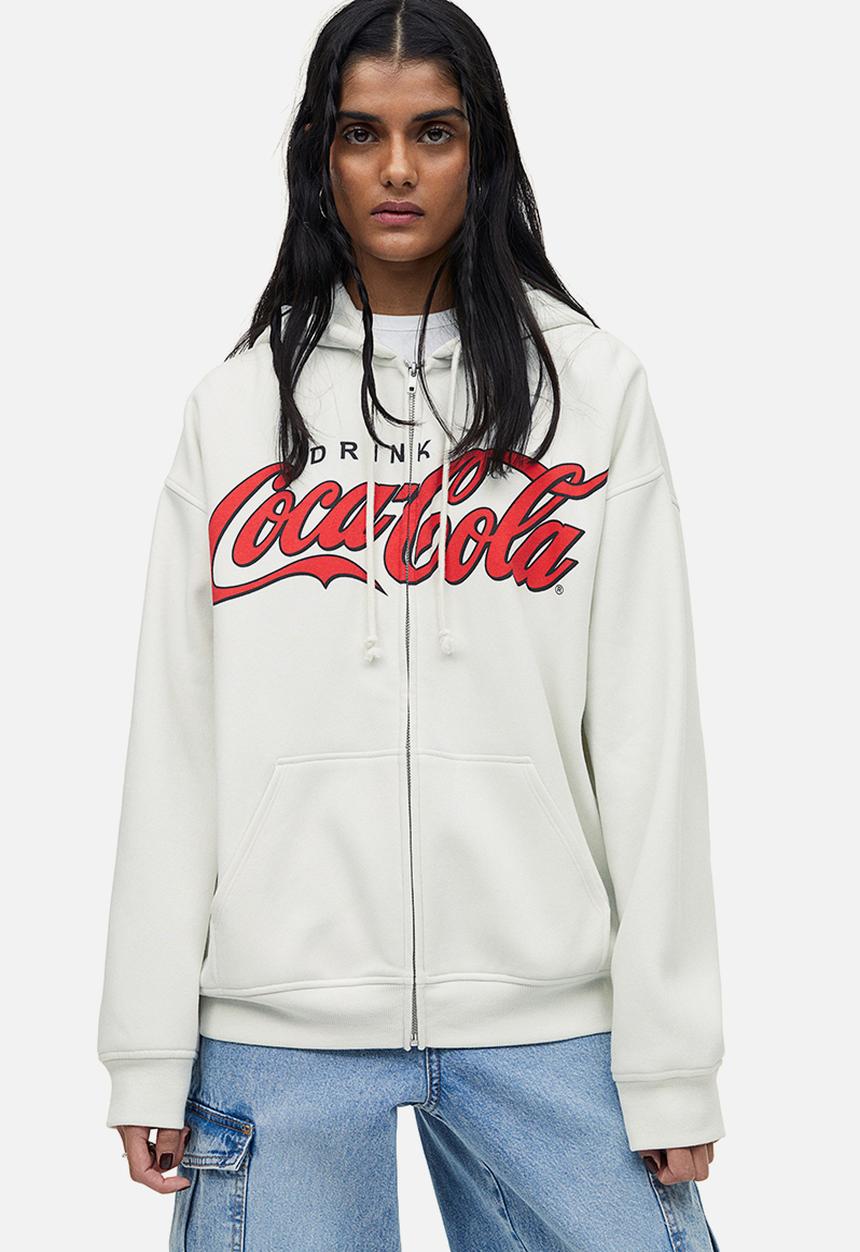 H&M - Printed zip-through hoodie - white