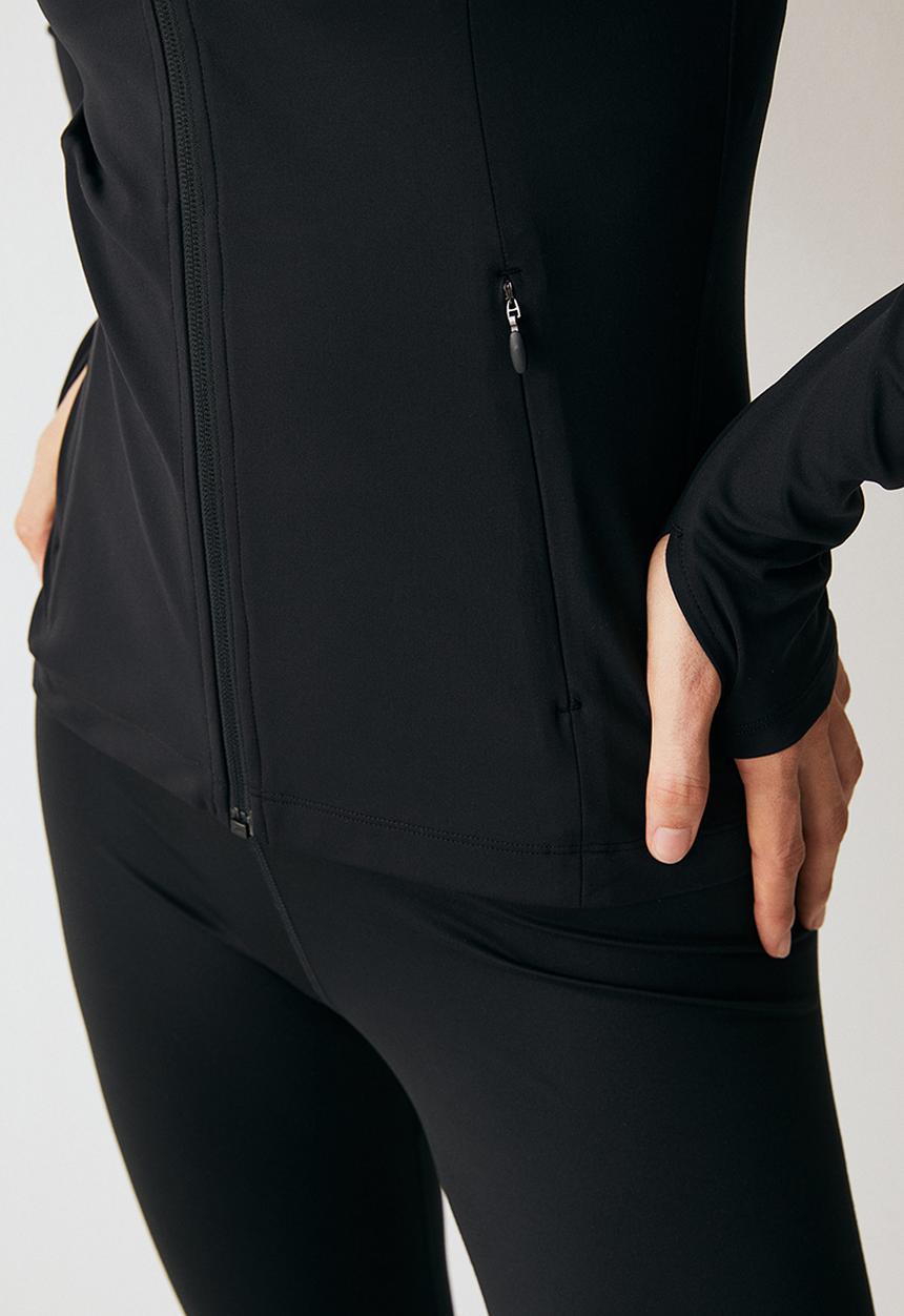 H&M - Softmove™ zip-through sports top - black