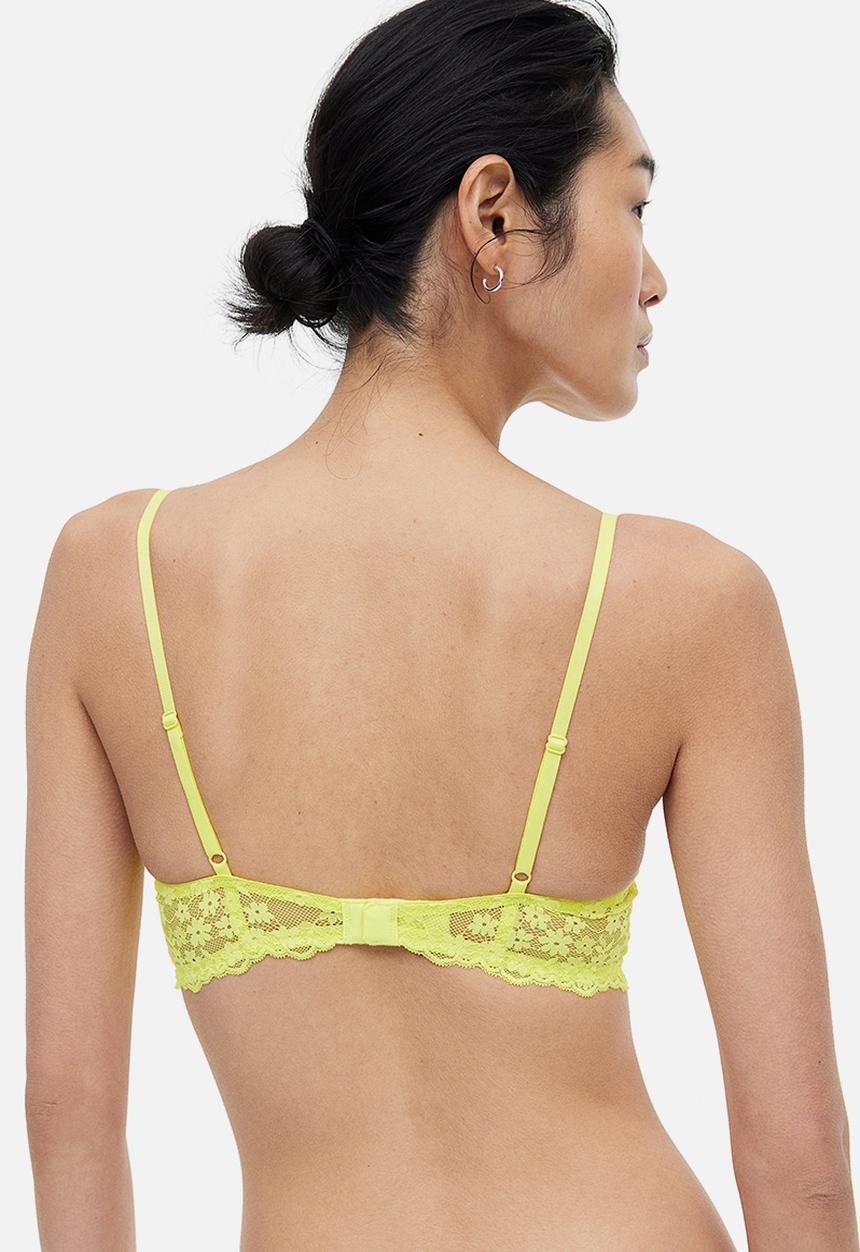 H&M - Padded underwired lace bra - yellow