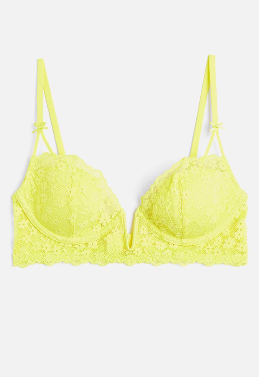 H&M - Padded underwired lace bra - yellow