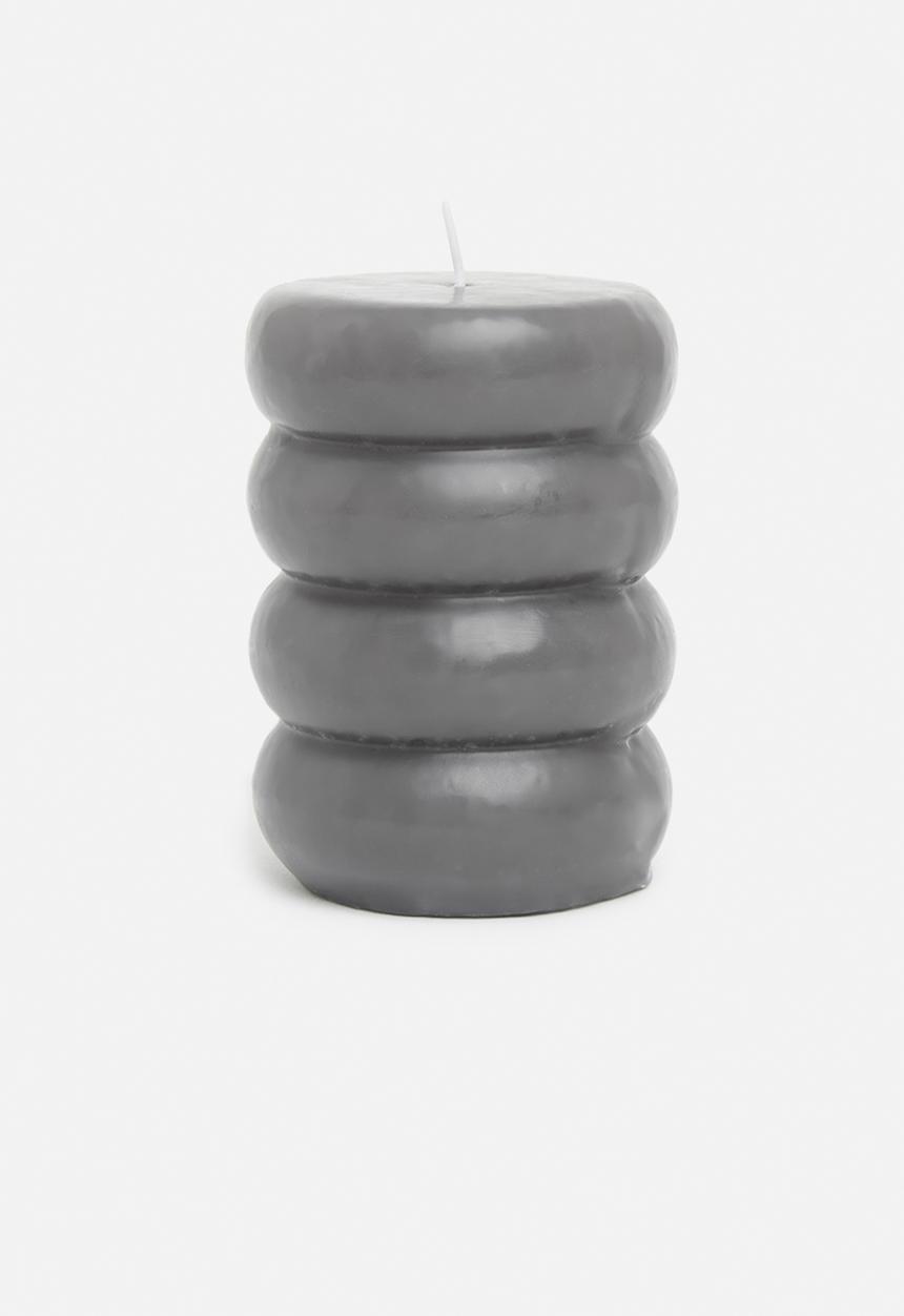 H&S - Beaded pillar candle - anthracite