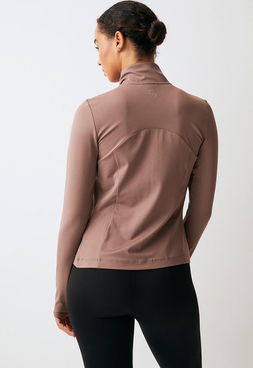 H&M - Softmove™ zip-through sports top - dark beige 