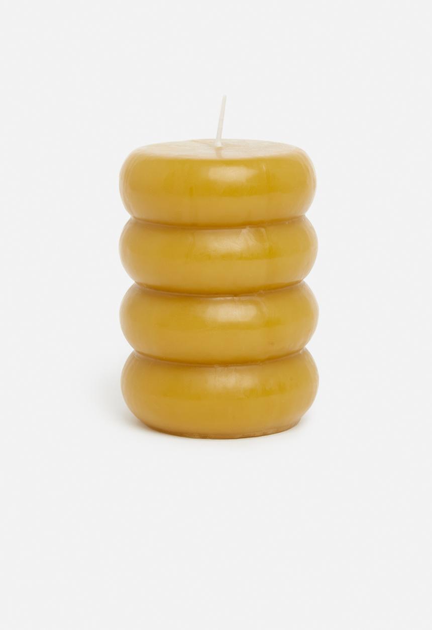 H&S - Beaded pillar candle - ochre