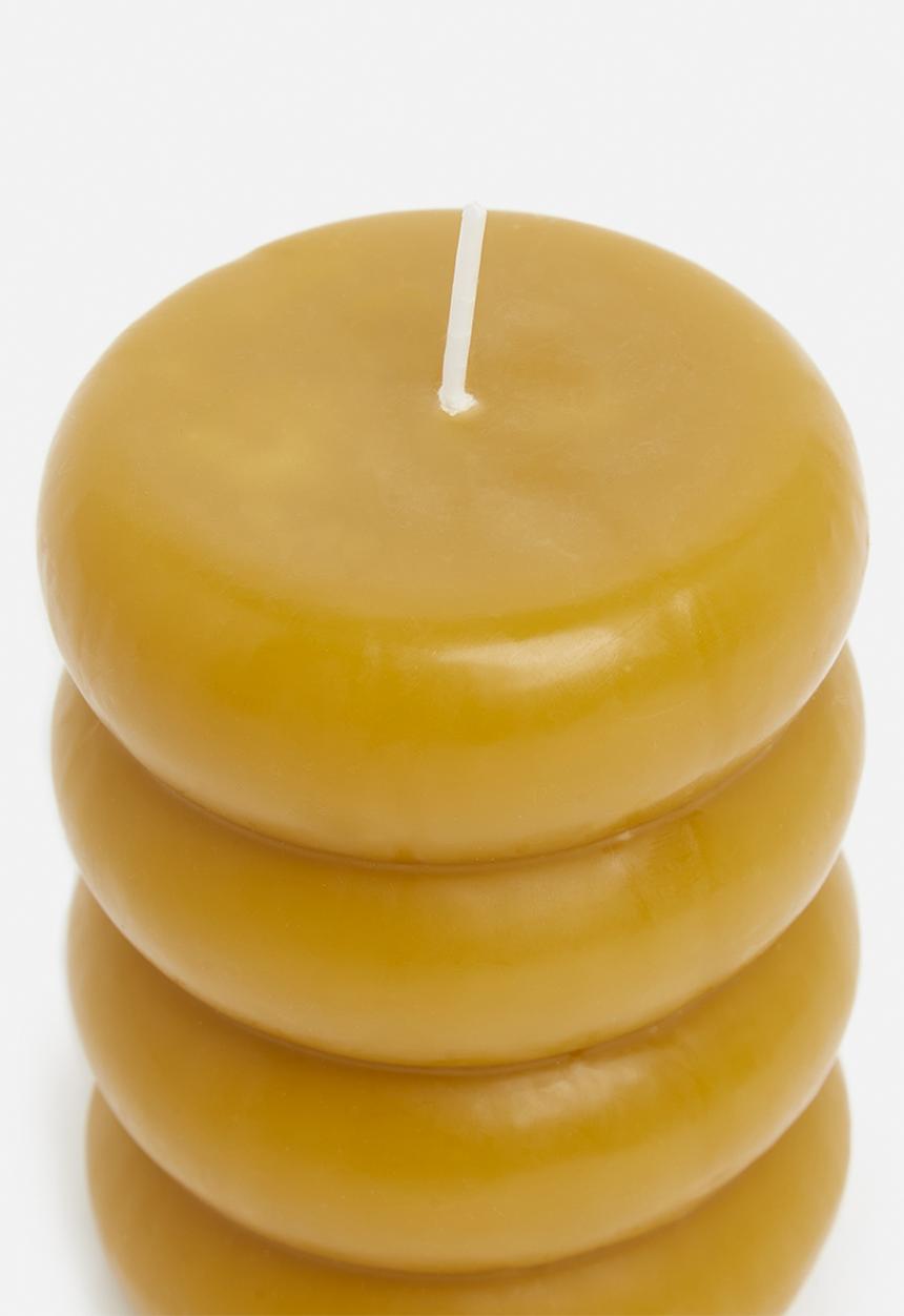 H&S - Beaded pillar candle - ochre