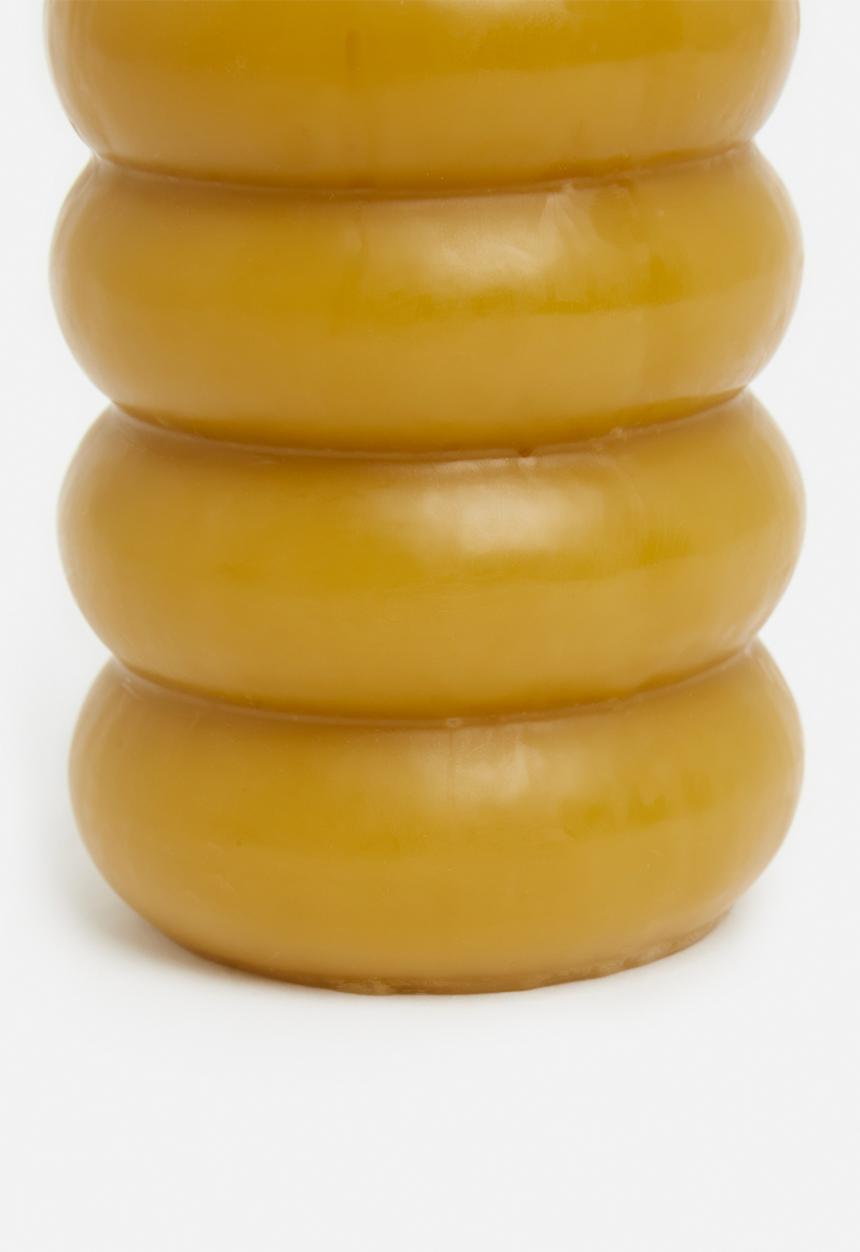 H&S - Beaded pillar candle - ochre