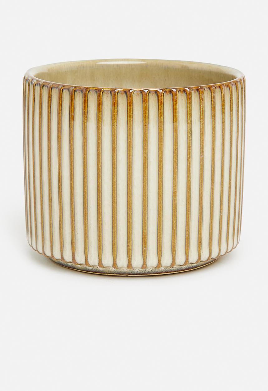 H&S - Embossed ceramic flowerpot - cream