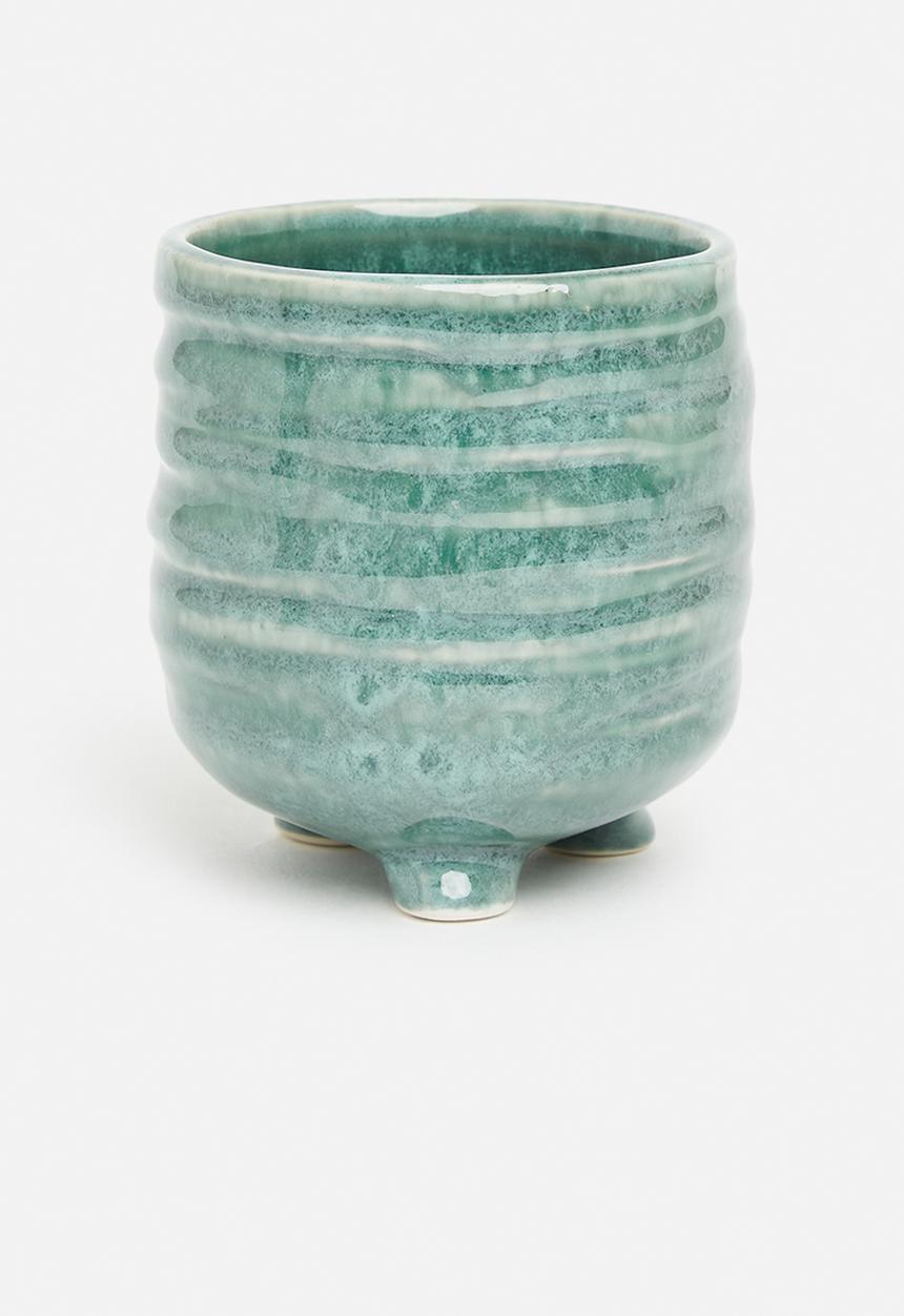H&S - Mini porcelain flowerpot - green
