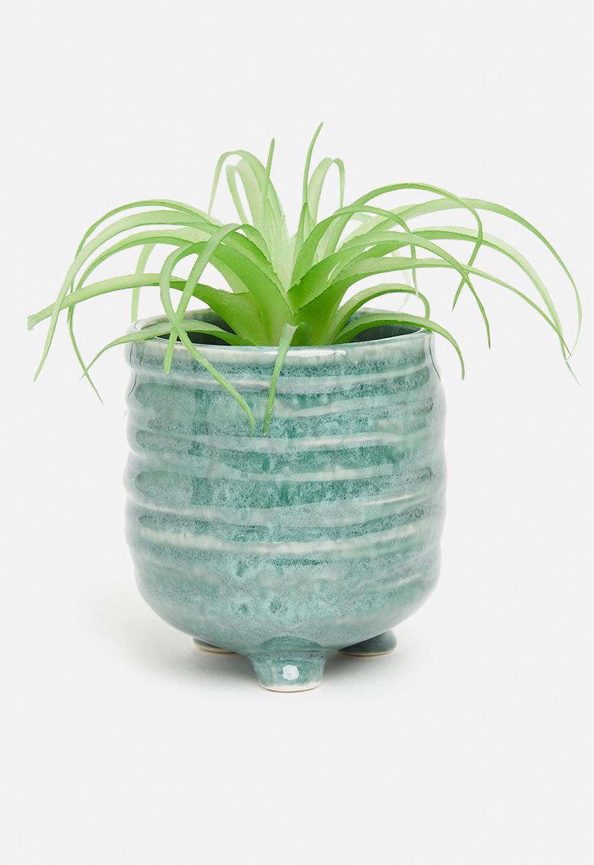 H&S - Mini porcelain flowerpot - green
