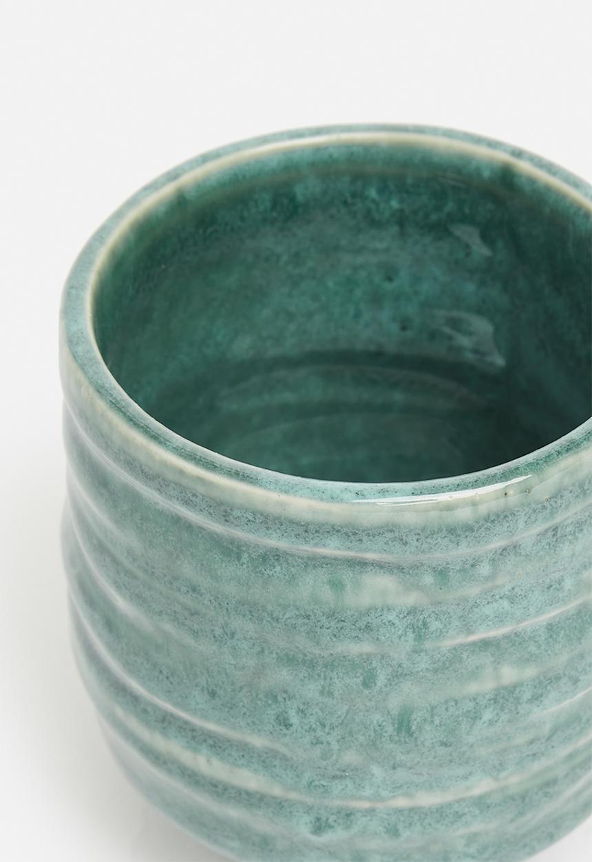 H&S - Mini porcelain flowerpot - green