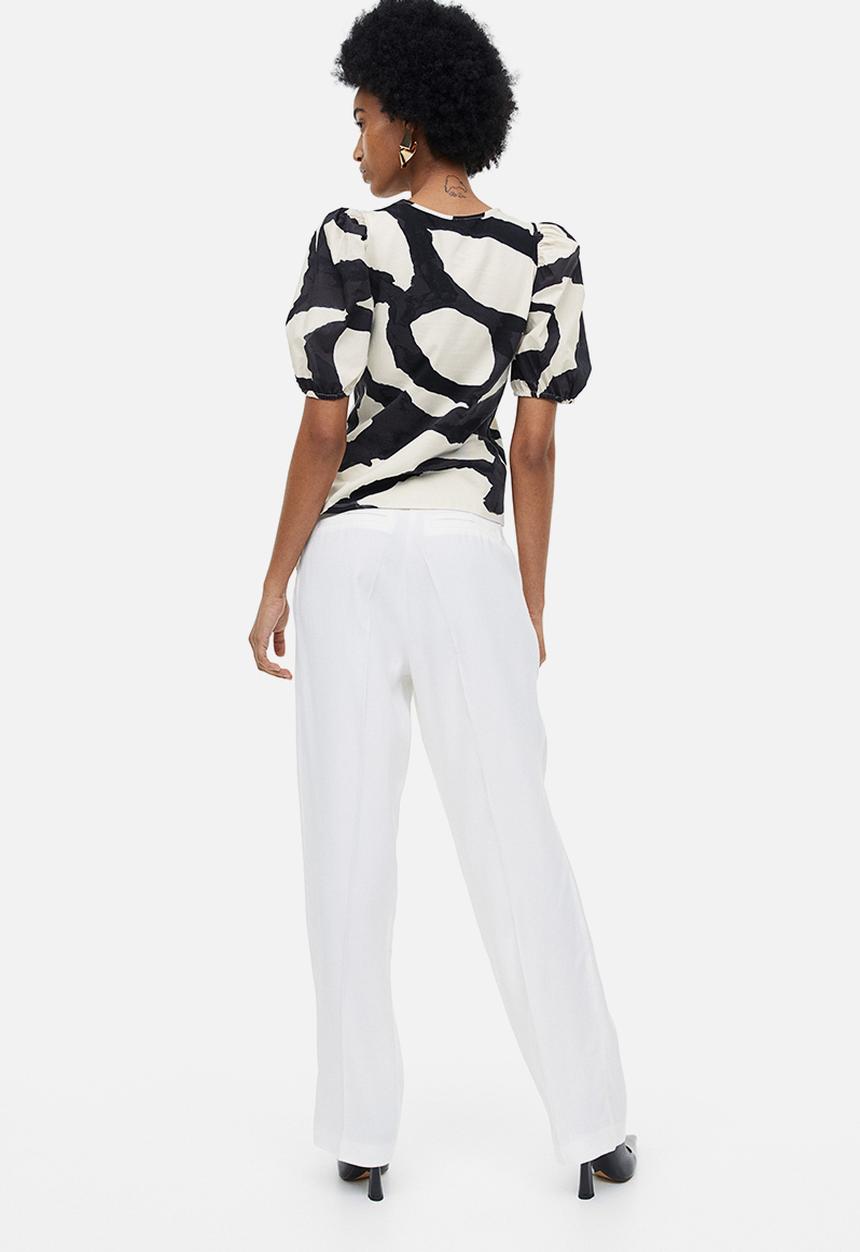 H&M - Puff-sleeved top - cream 
