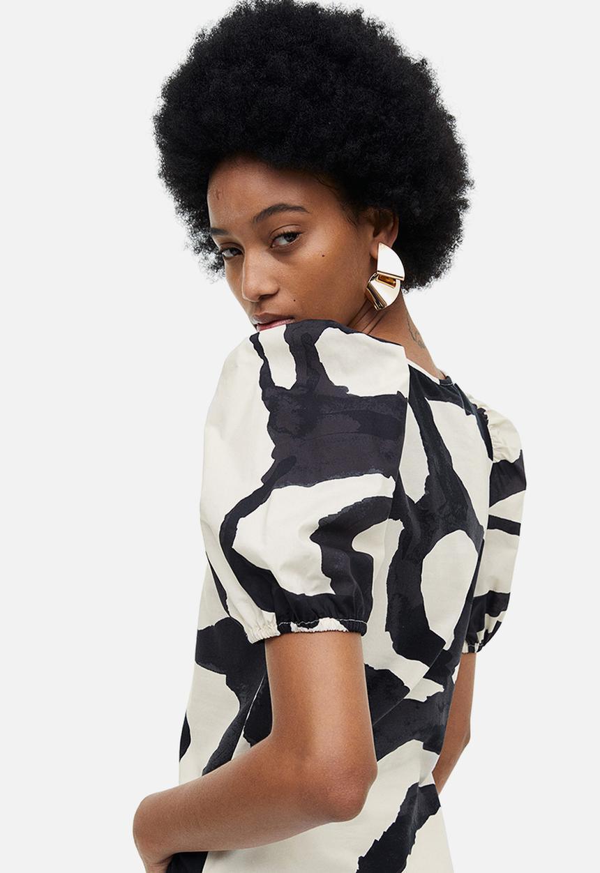 H&M - Puff-sleeved top - cream 