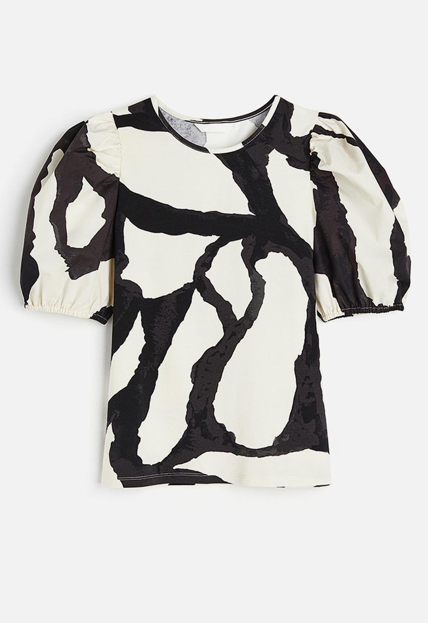 H&M - Puff-sleeved top - cream 