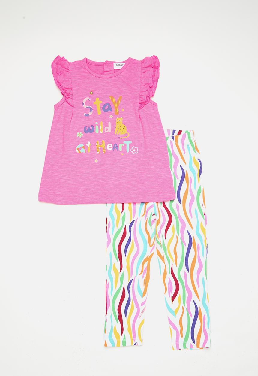 MINOTI - 2 Pack slub frill T-shirt & aop legging set - multi
